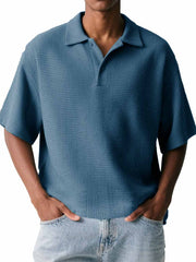 Men's Fashion Casual Waffle Fabric Short-sleeved Polo Shirt