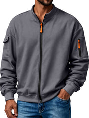 Men's Multi-Pocket Stand Collar Zipper Casual Jacket