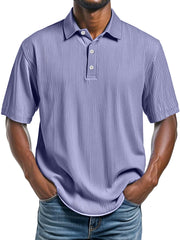 Men's Daily Ribbed Lapel Fashionable Casual Short-sleeved Polo Shirt