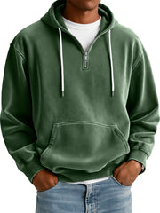 Men's Simple Suede Casual Zipper Hooded Sweatshirt