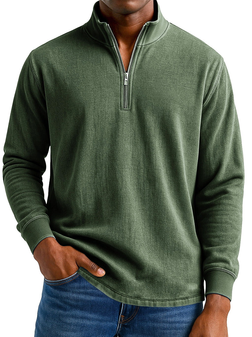 Men's Stylish Casual Vintage Distressed Half-zip Sweatshirt
