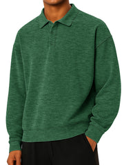 Men's Fashionable Daily Casual Lapel Long Sleeve Loose Hoodie Polo Shirt 