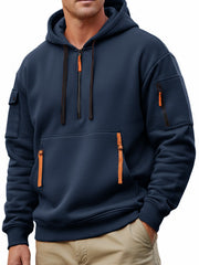 Men's Casual Sportswear Hoodie With Multiple Zipper Pockets.