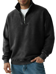 Men's Fashion Vintage Quarter-collar Zippered Long-sleeve Sweater 
