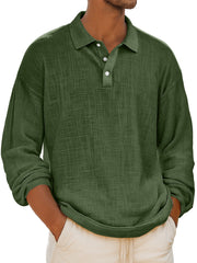 Men's Retro Everyday Lapel Button-down Casual Comfortable Long-sleeved Polo Shirt