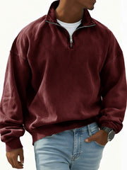 Men's Stylish Retro Half-zip Long-sleeved Stand-up Collar Sweatshirt 