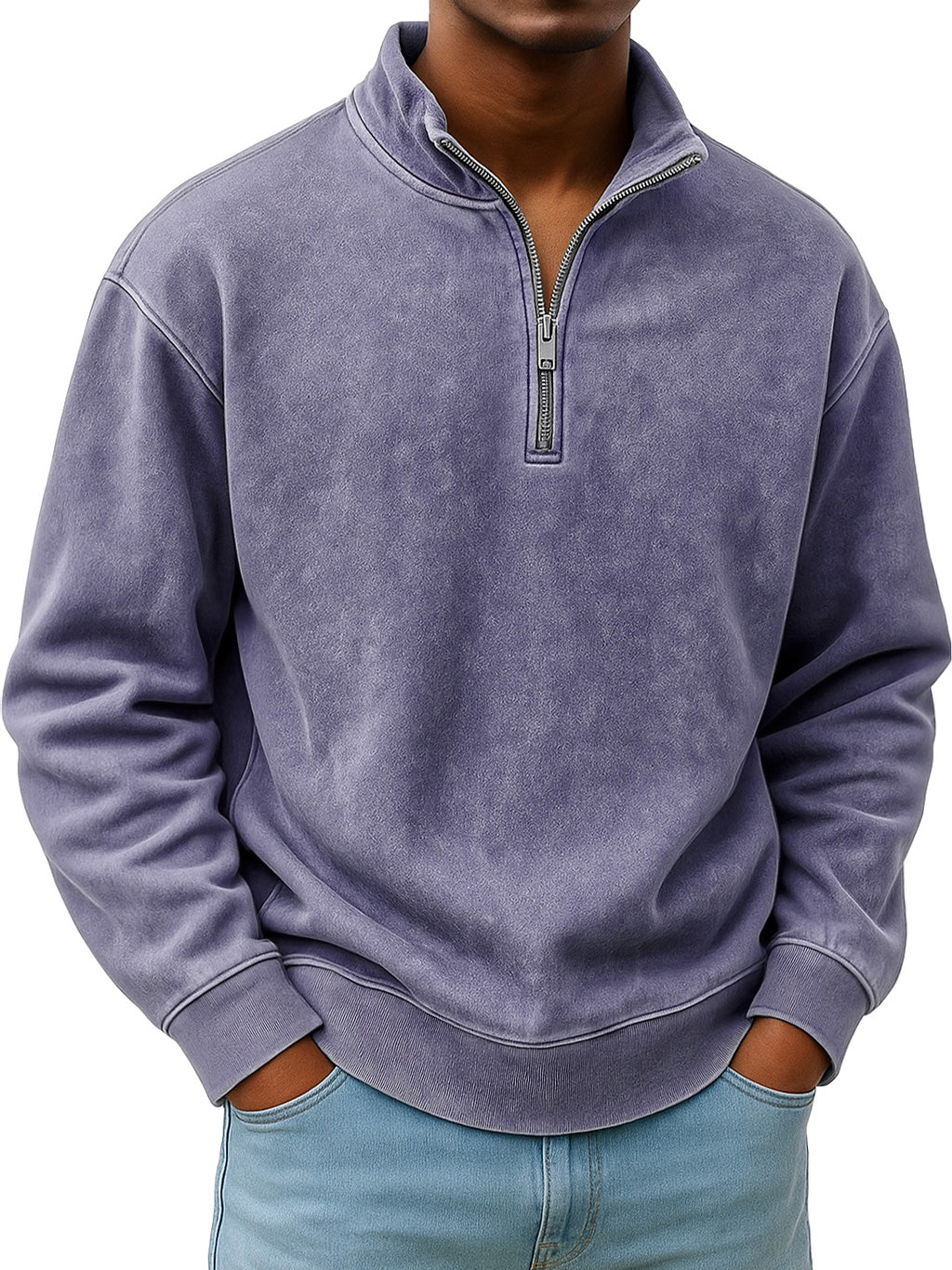 Men's Retro Everyday Stand Collar Zipper Casual Sweatshirt