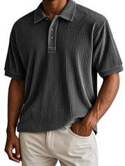 Men's Fashion Retro Corduroy Fabric Short-sleeved Polo Shirt 