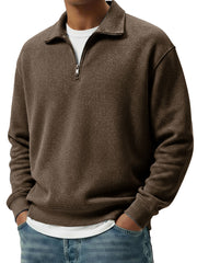  Men's Wear Lapel Zippered Long-sleeved Polo Shirt 