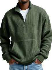 Men's Clothing Fashionable Casual Pit Strip Fabric Upright Collar Zipper Pockets Long-sleeved Hoodie