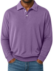 Men's Daily Lapel Button-down Comfortable Loose Casual Long-sleeved Polo Shirt