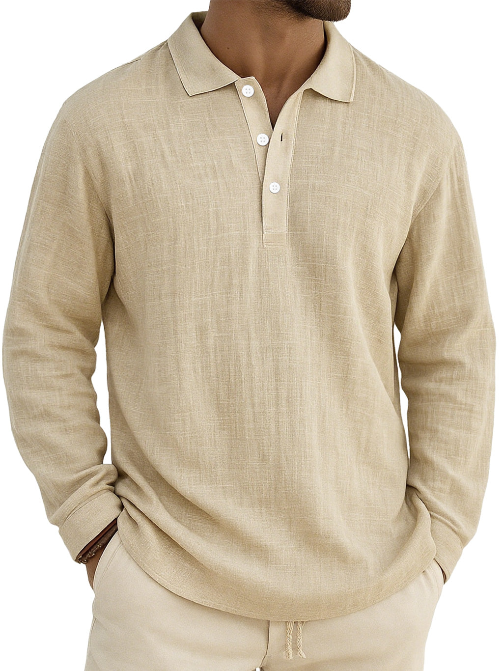 Men's Retro Everyday Colorblock Lapel Button Comfort Long Sleeve Polo Shirt