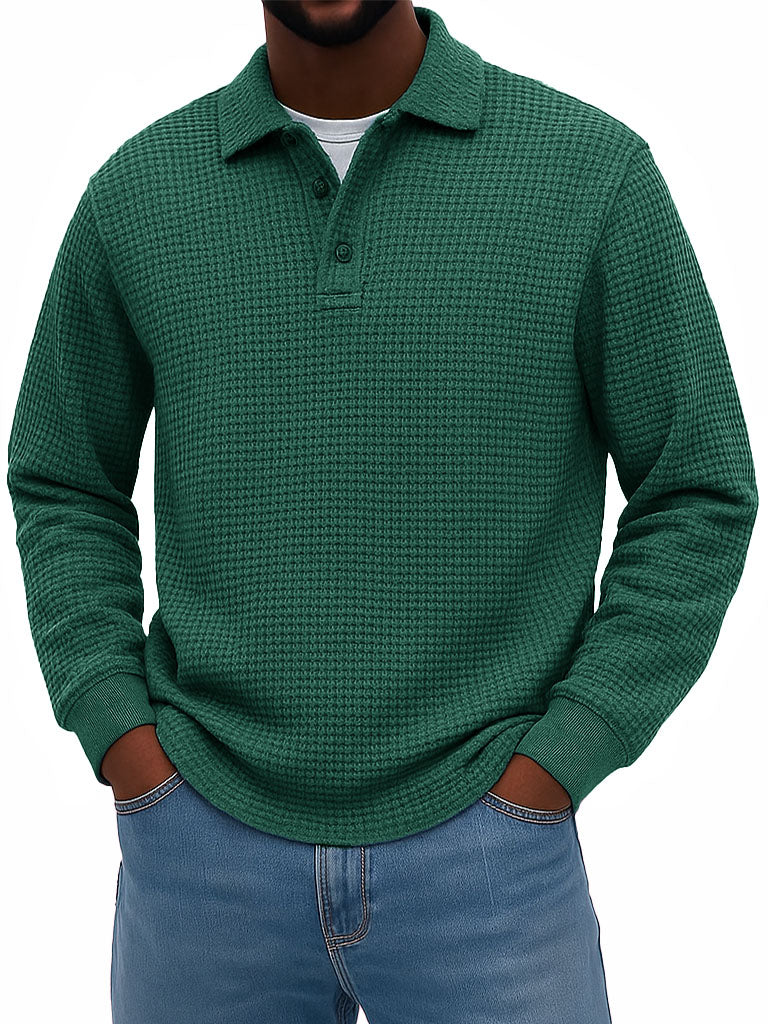 Men's Stylish Casual Corduroy Lapel Long-sleeved Polo Shirt 