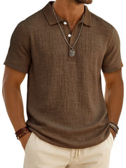 Men's Retro Lapel Button Casual Short Sleeve Plo Shirt