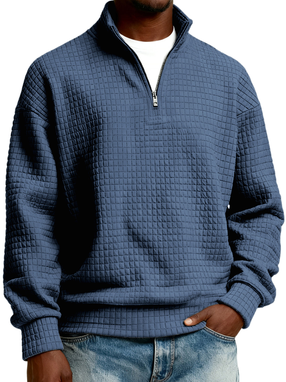 Men's Half-zip Quilted Jacquard Pullover