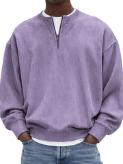 Men's Quarter-Zip Stylish Corduroy Long Sleeve Pullover