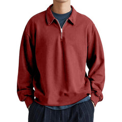 Men's Casual Half-zip Lapel Loose Pullover Polo Shirt