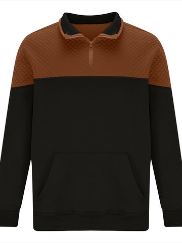 Men's Fashionable Color Block Half Zip Outdoor Casual Sweatshirt