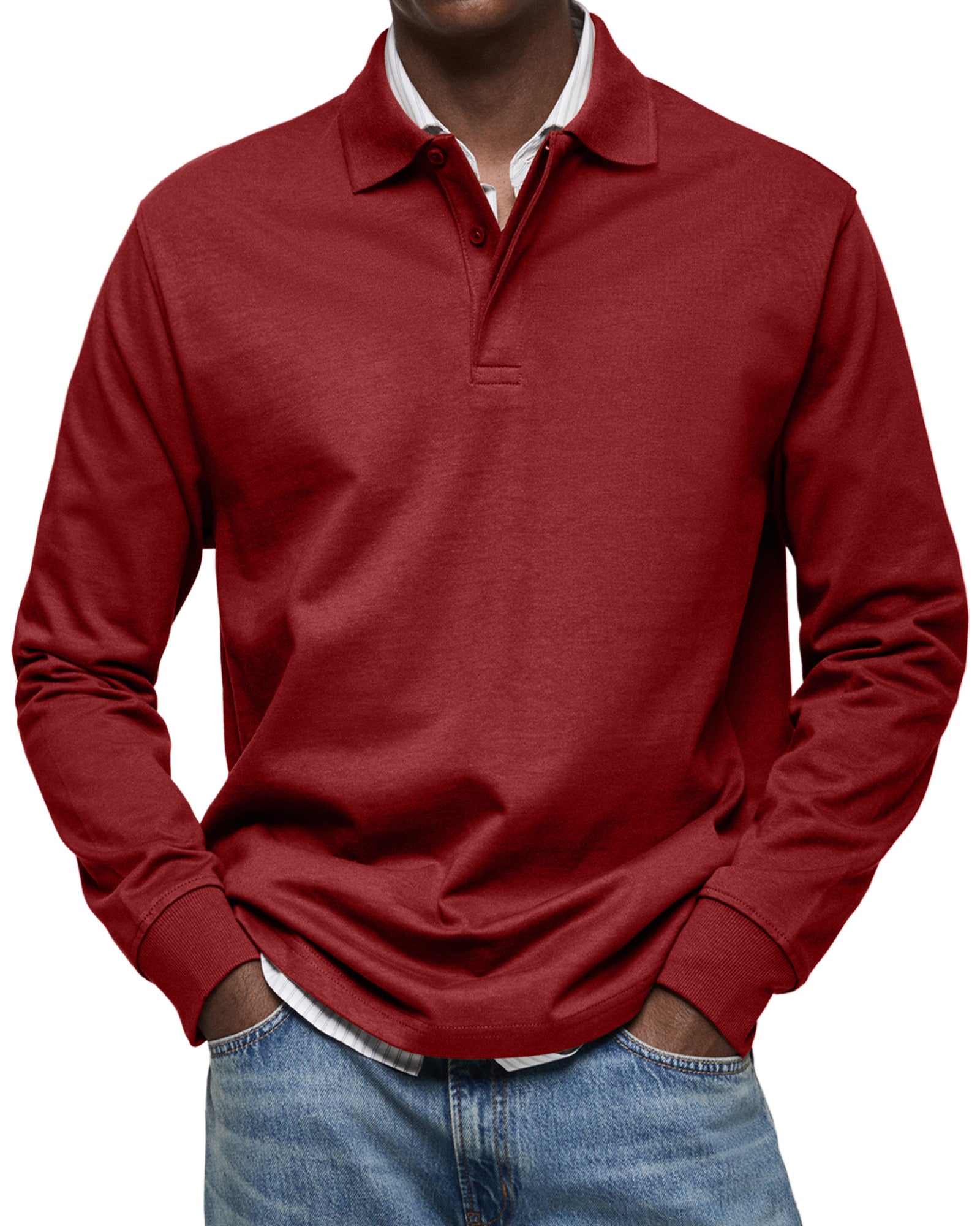 CLEARANCE🔥Men's Everyday Comfort Lapel Button Casual Long Sleeve POLO Shirt