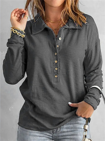 Solid Color Knit Sweater Women Lapel Long-sleeved Bottoming Tops New Fall and Winter