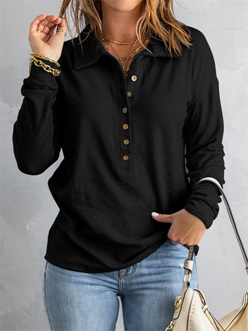 Solid Color Knit Sweater Women Lapel Long-sleeved Bottoming Tops New Fall and Winter