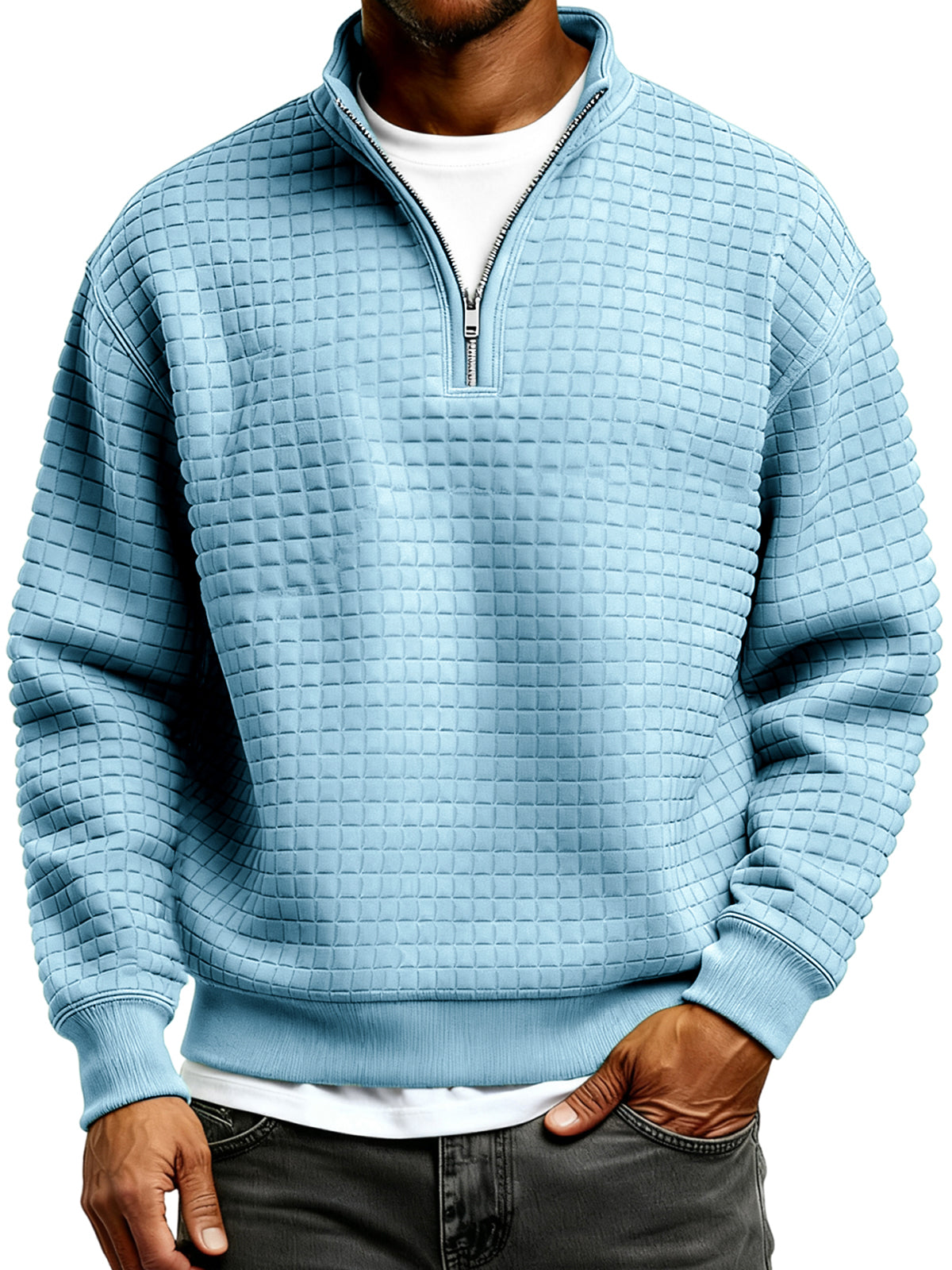 Men's Simple Quilted Quarter Zip Everyday Pullover