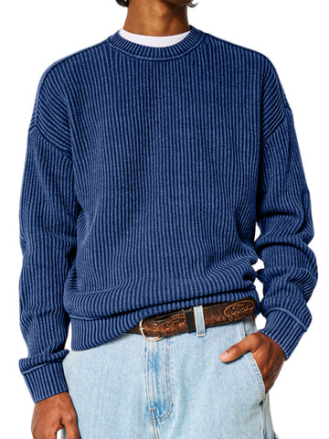 Men's Solid Color Crew Neck Sweater