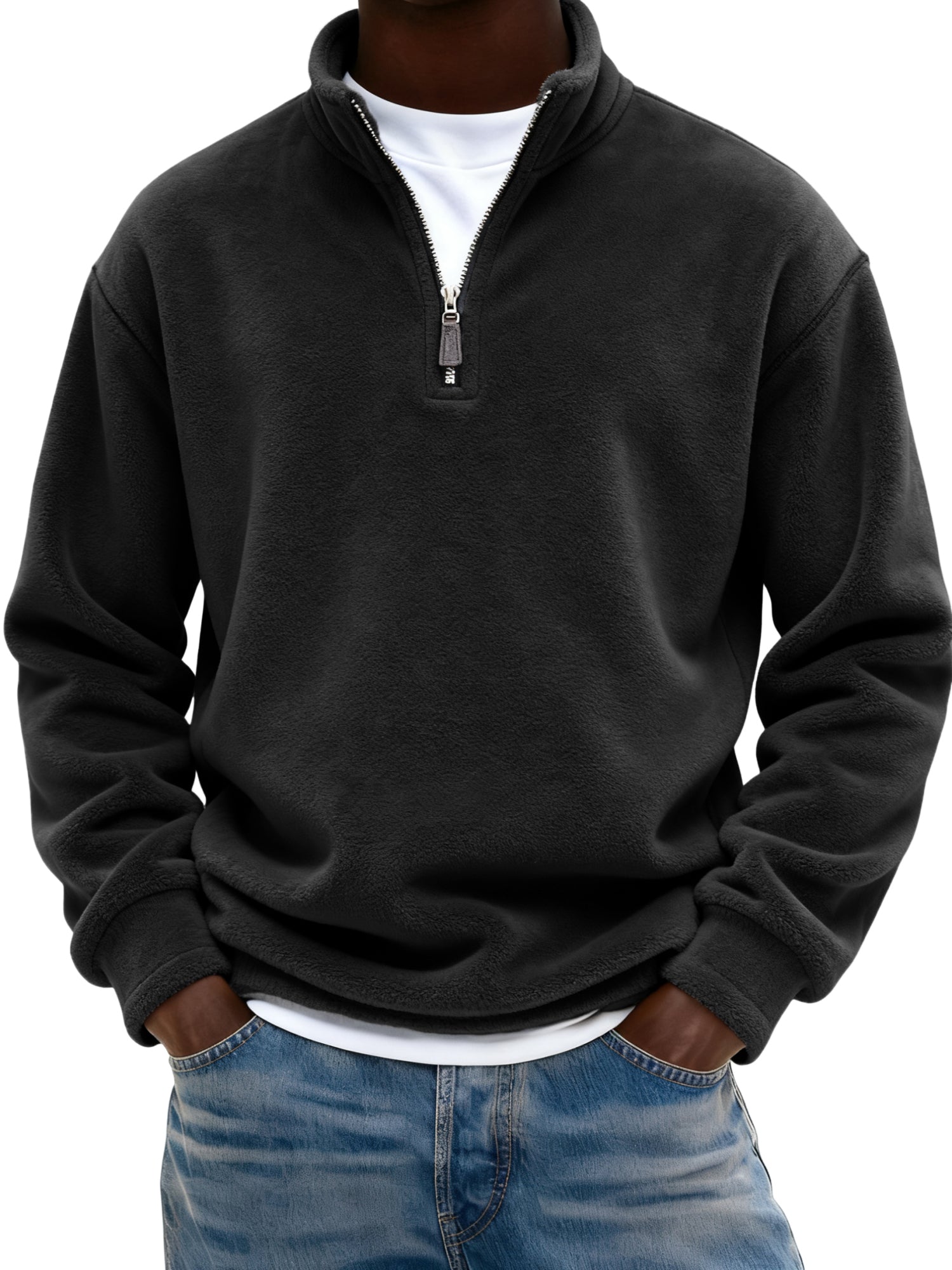 Men's Warm Fleece Quarter-zip Casual Pullover
