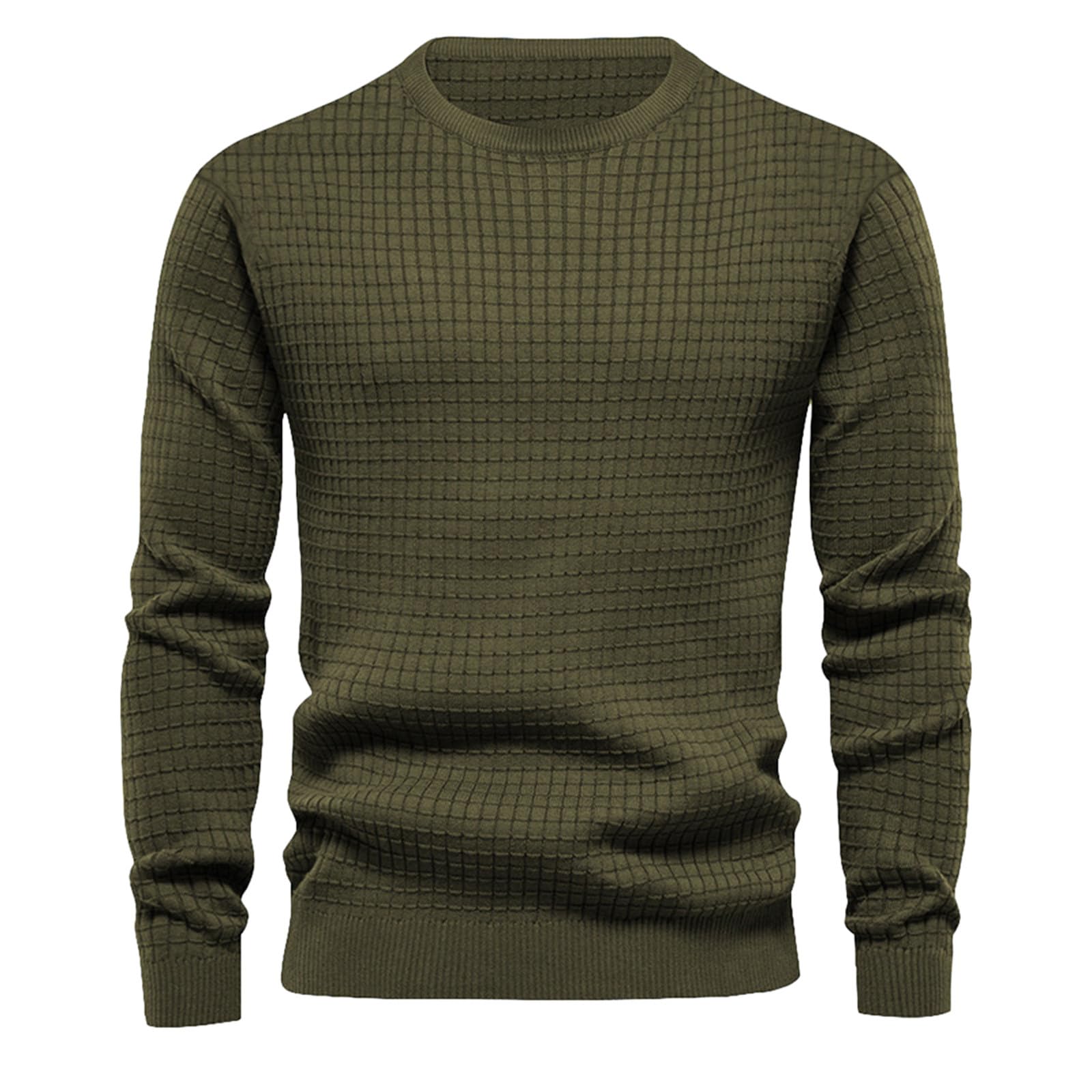 Men's Waffle Long Sleeve Casual Knitted Tops For Men