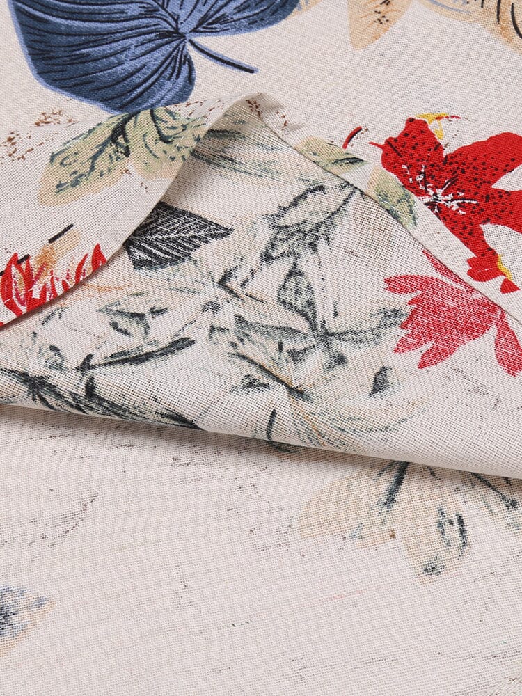 Cotton Linen Floral Henley Shirt