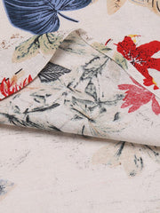 Cotton Linen Floral Henley Shirt