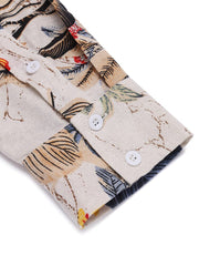 Cotton Linen Floral Henley Shirt