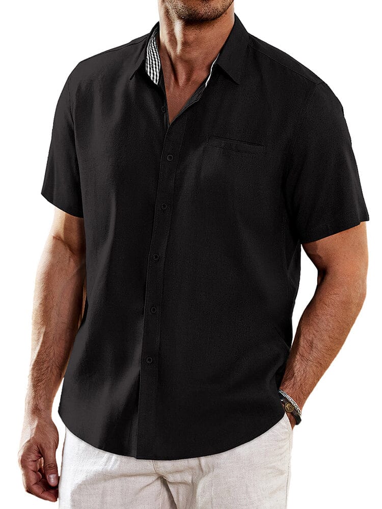 Casual Unique Collar Cotton Linen Shirt