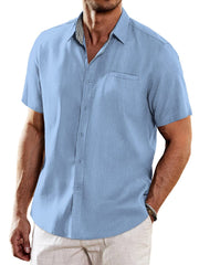 Casual Unique Collar Cotton Linen Shirt