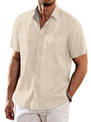 Casual Unique Collar Cotton Linen Shirt