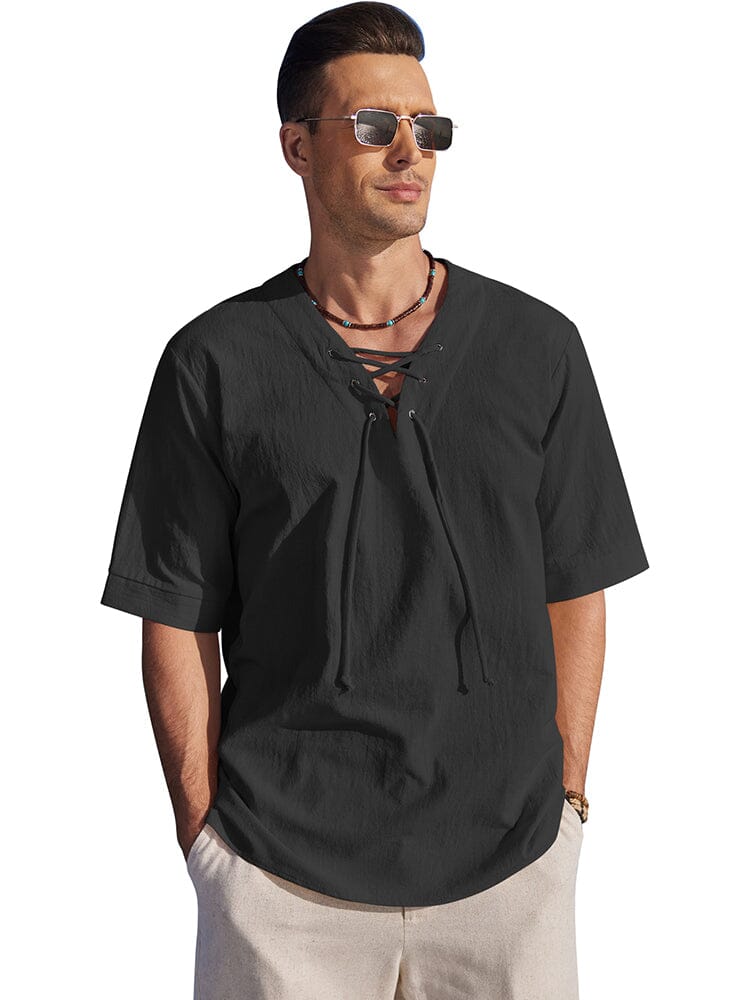 Casual Breathable Lace Up Shirt