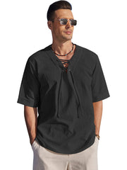 Casual Breathable Lace Up Shirt