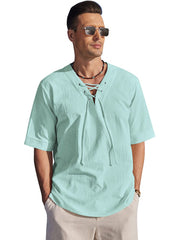 Casual Breathable Lace Up Shirt