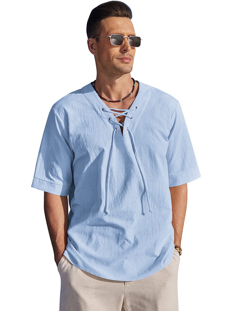 Casual Breathable Lace Up Shirt