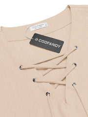 Casual Breathable Lace Up Shirt