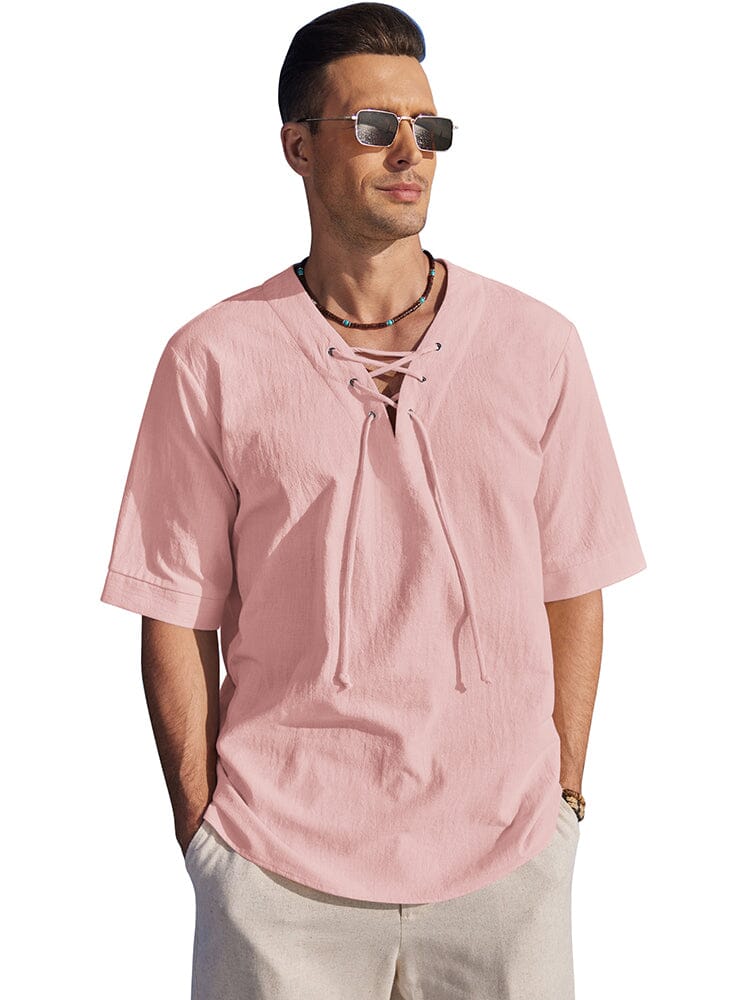 Casual Breathable Lace Up Shirt