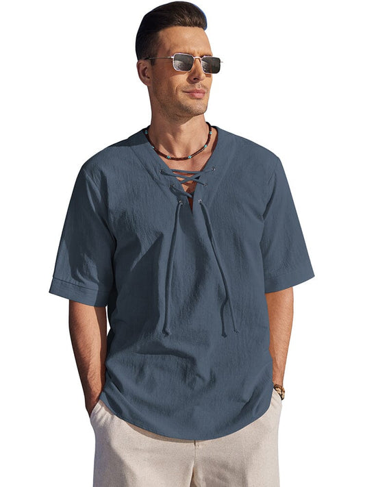 Casual Breathable Lace Up Shirt