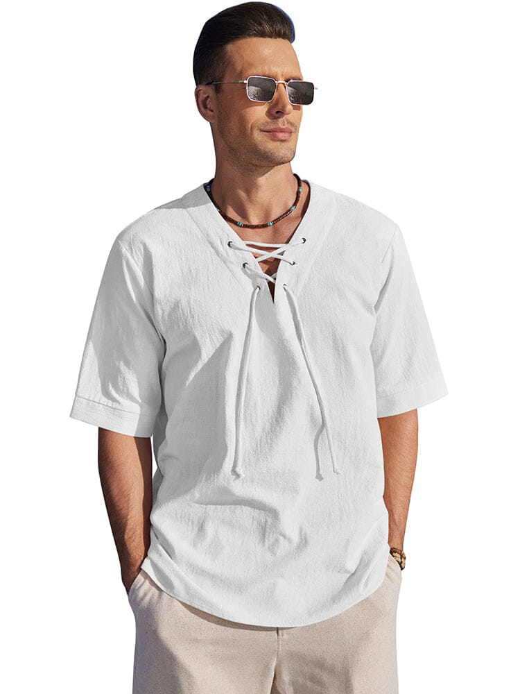 Casual Breathable Lace Up Shirt