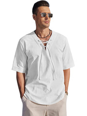 Casual Breathable Lace Up Shirt