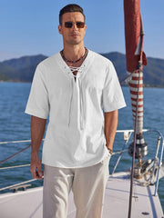 Casual Breathable Lace Up Shirt