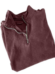 Men's Quarter Zip Distressed Washed Cotton Zipper Long Sleeve Sweatshirt