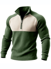 Men's Retro Casual Waffle Quarter-Zip Stand-up Collar Sweatshirt