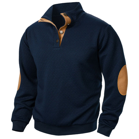 New Men's Stand Collar Joint Stitching Casual Jacquard Cardigan Sweater