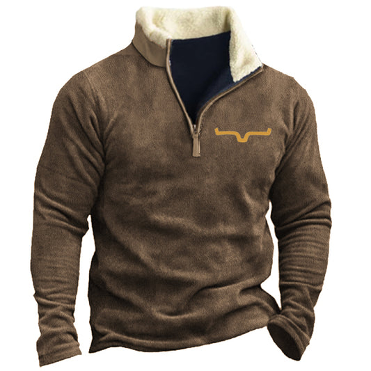 Cowboy Men's Lapel Aztec Sweatshirt