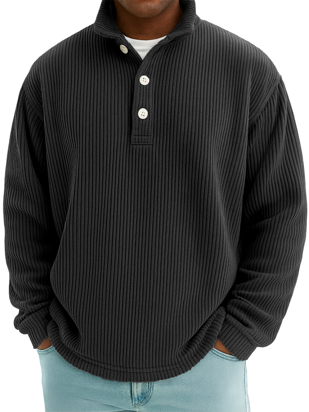 Men's Stylish Corduroy Stand-up Collar Polo Shirt